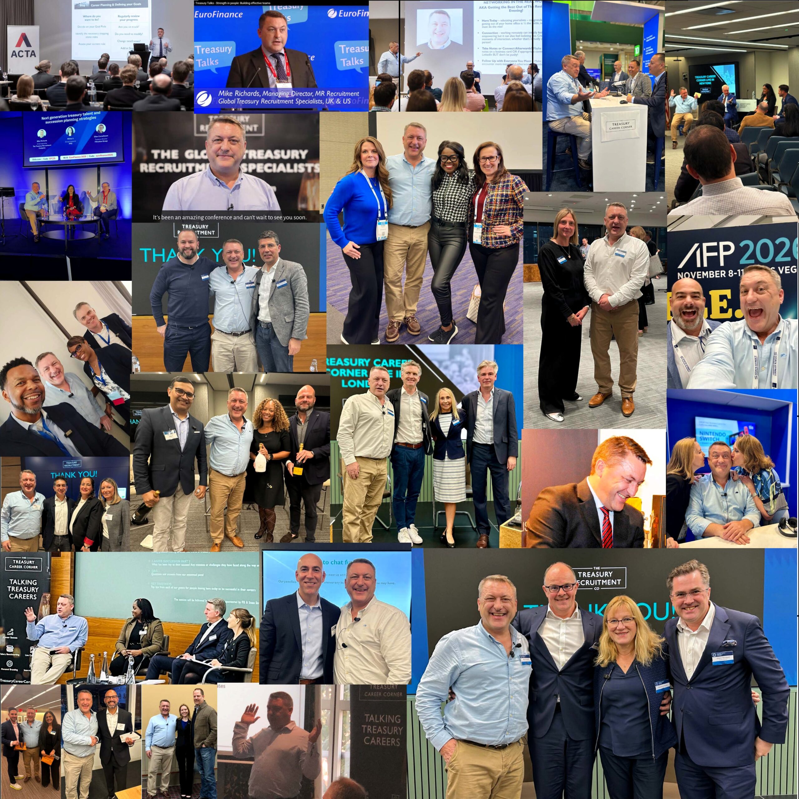 Collage of MR Recruitment's Mike Richards at treasury events and career corners.