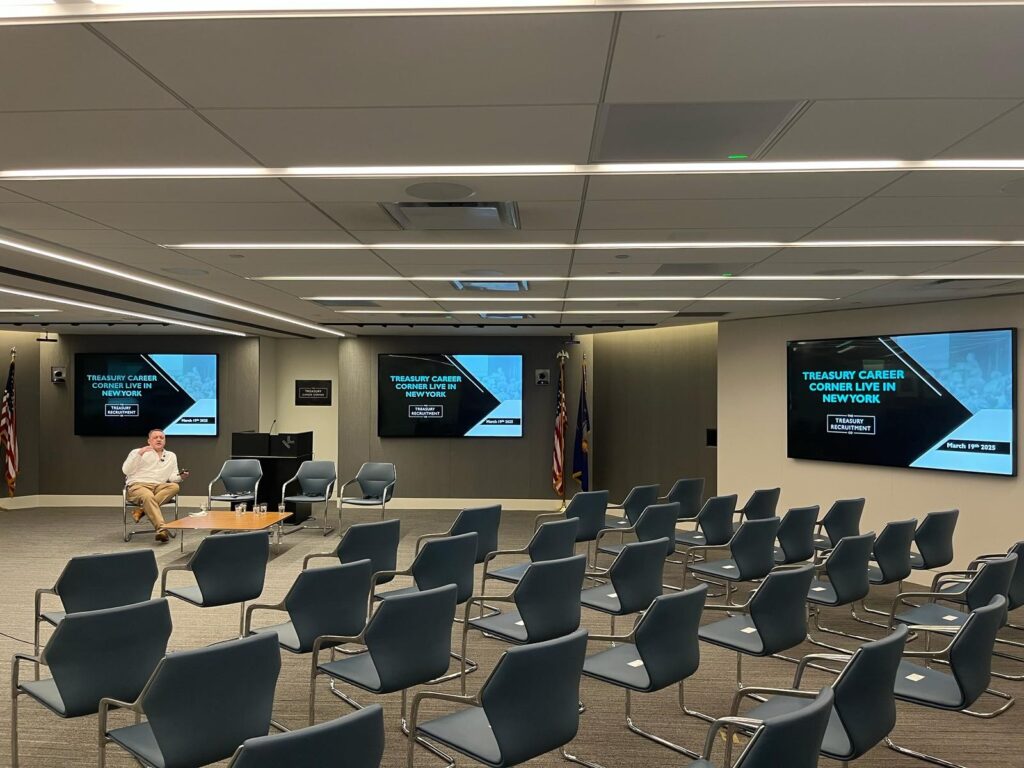 Treasury Career Corner Live in New York event with speaker and audience
