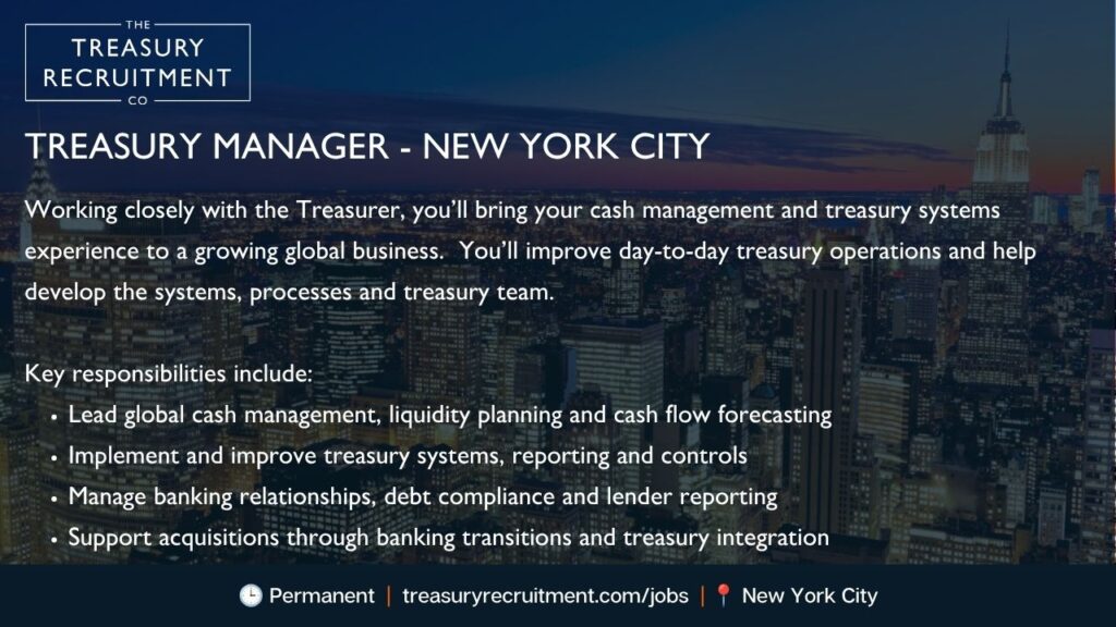Treasury Manager New York City
